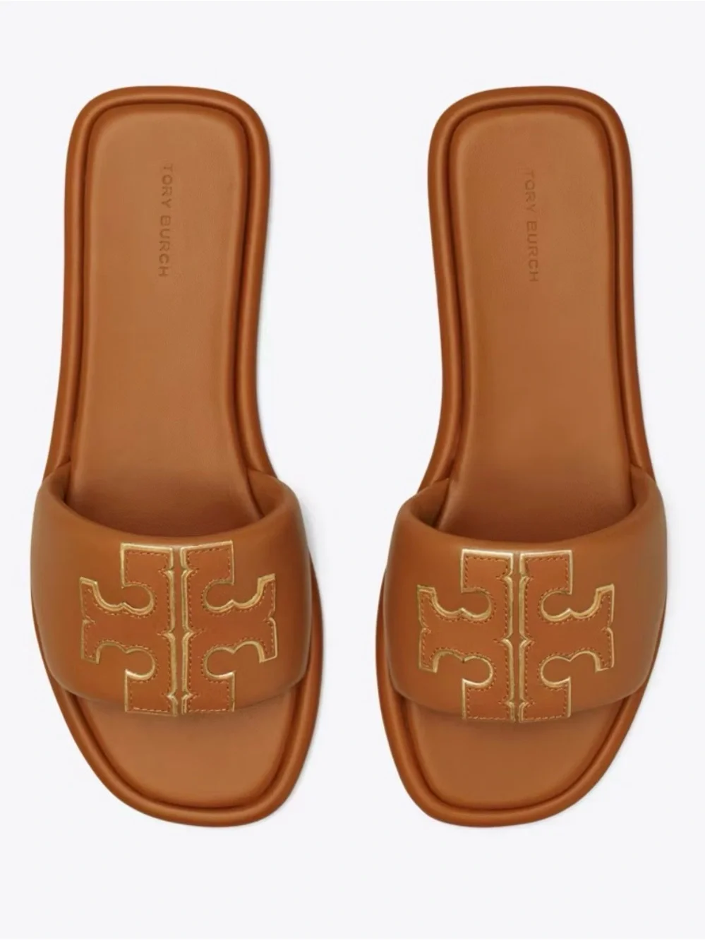 Tory Burch Double T Sport Slides Bourbon Miele / Gold Size 9.5 Clean Girl